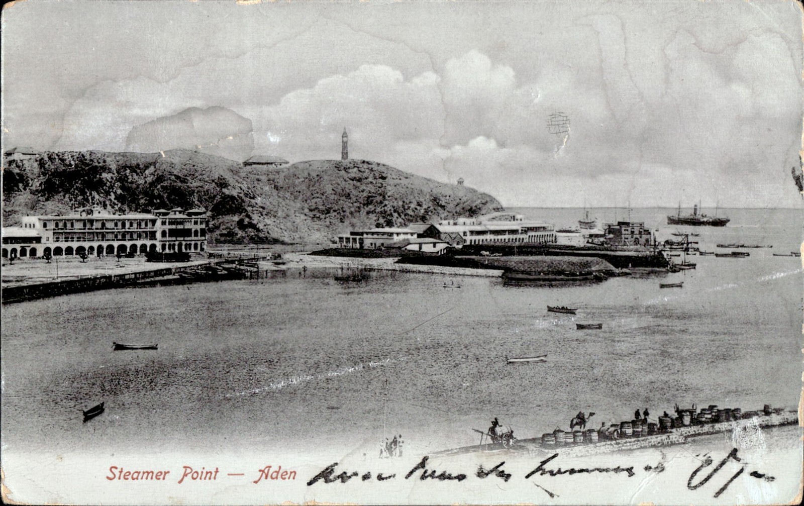 Yemen Aden Steamer Point Harbor 1900s litho PC