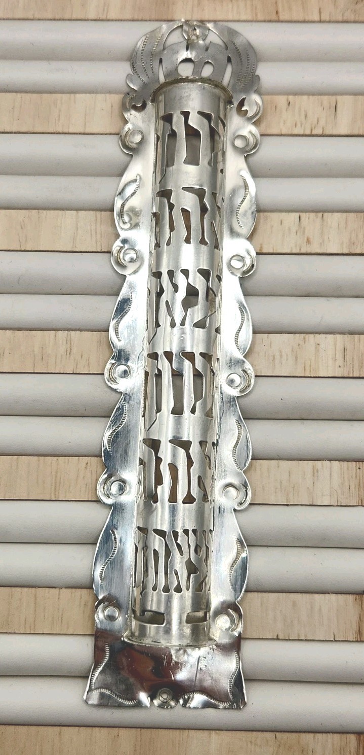 Vintage 925 Sterling Silver Mezuzah Case Judaica Hebrew Scroll Holder 6.5\