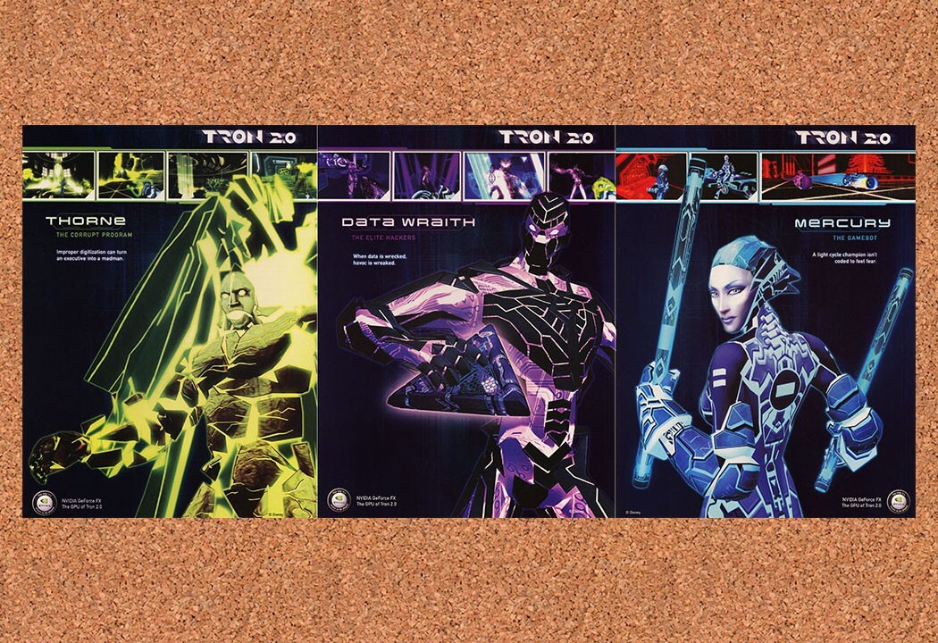 Tron 2.0 PC Original 2004 Vintage 3-Part Ad - Video Game Display Promo