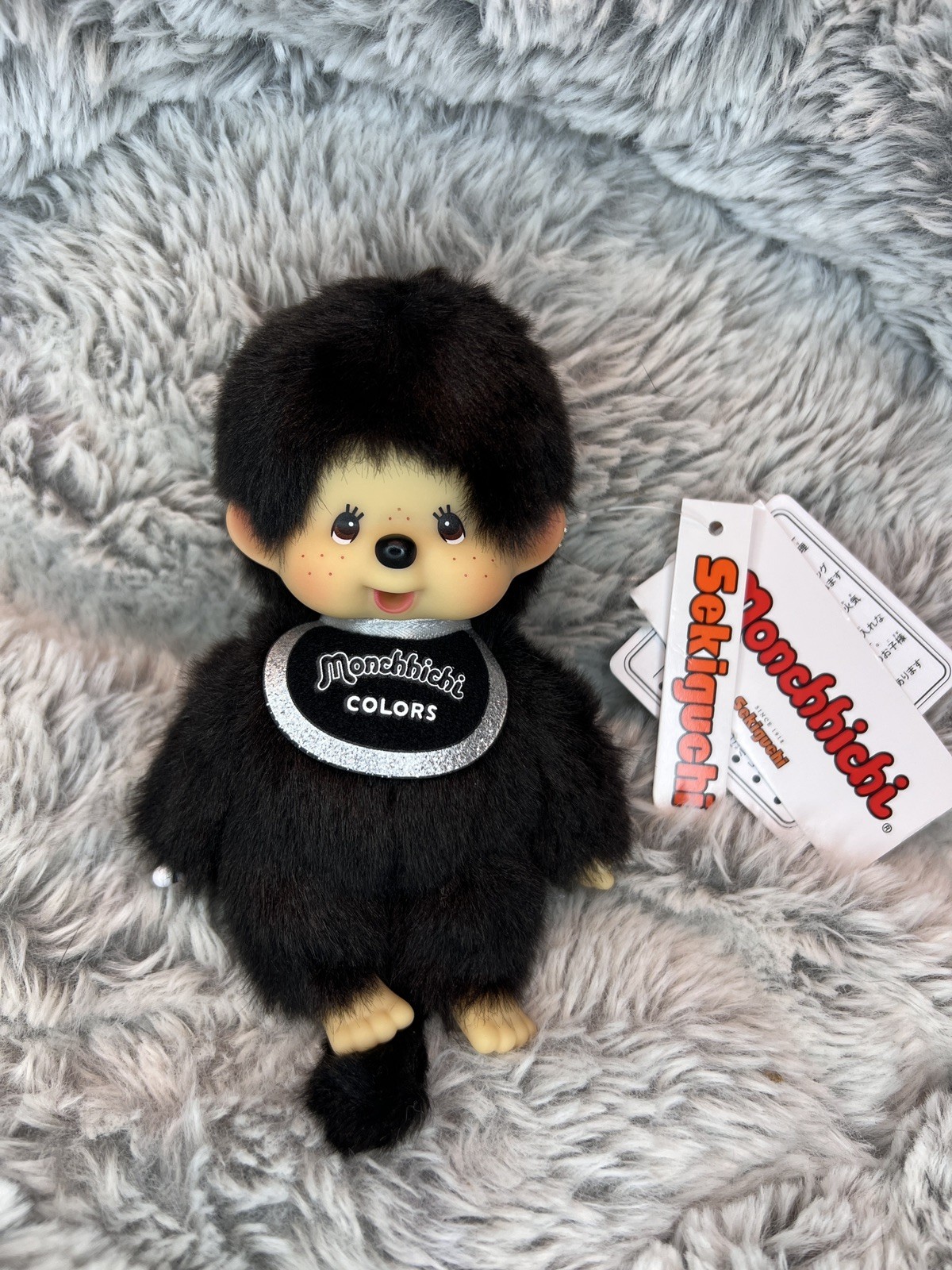 Sekiguchi Monchhichi Colors Series Black Plush Doll Keychain