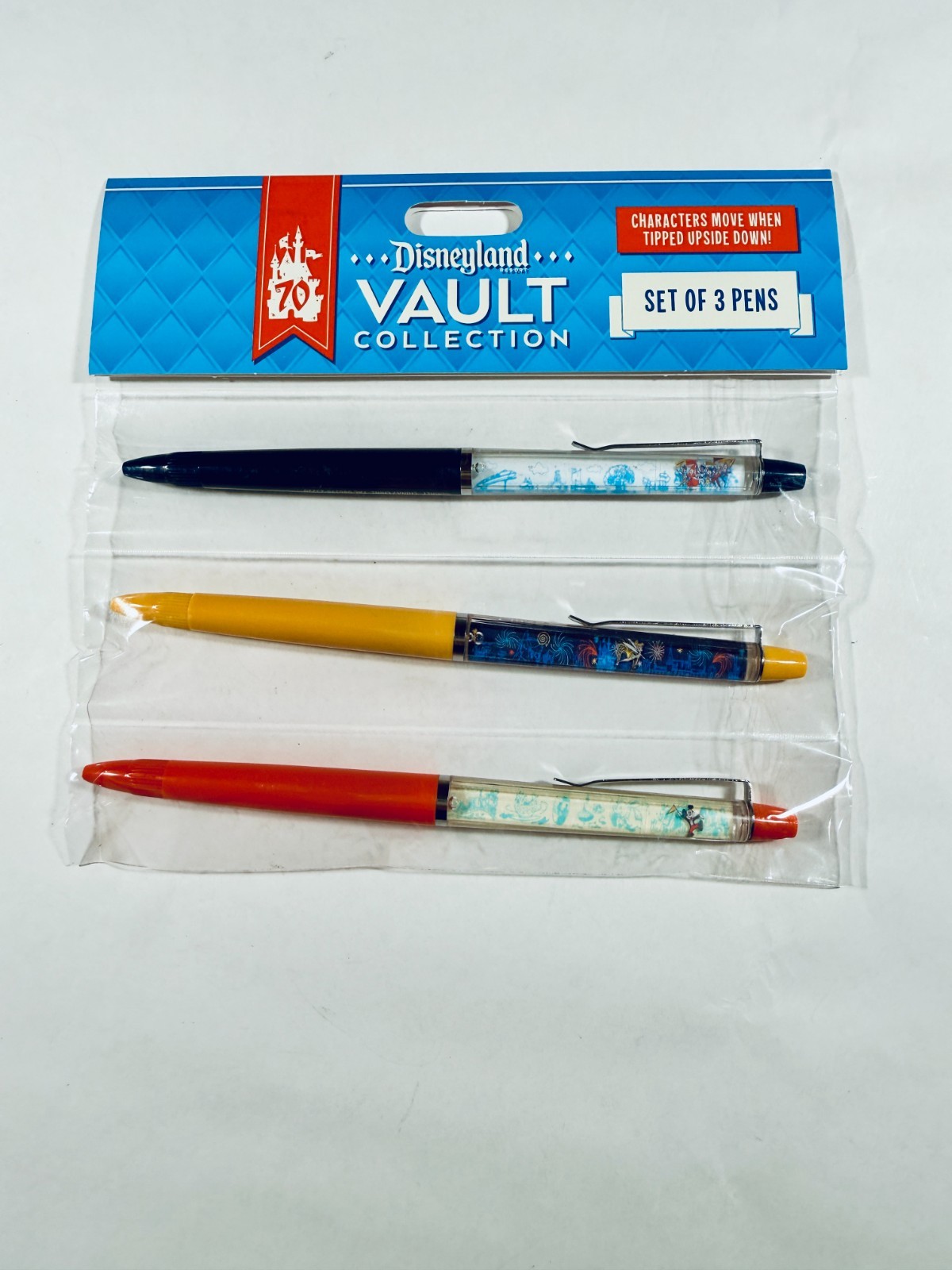Disneyland Vault Collection 70th Anniversary 3 Pen Set Moving Characters New