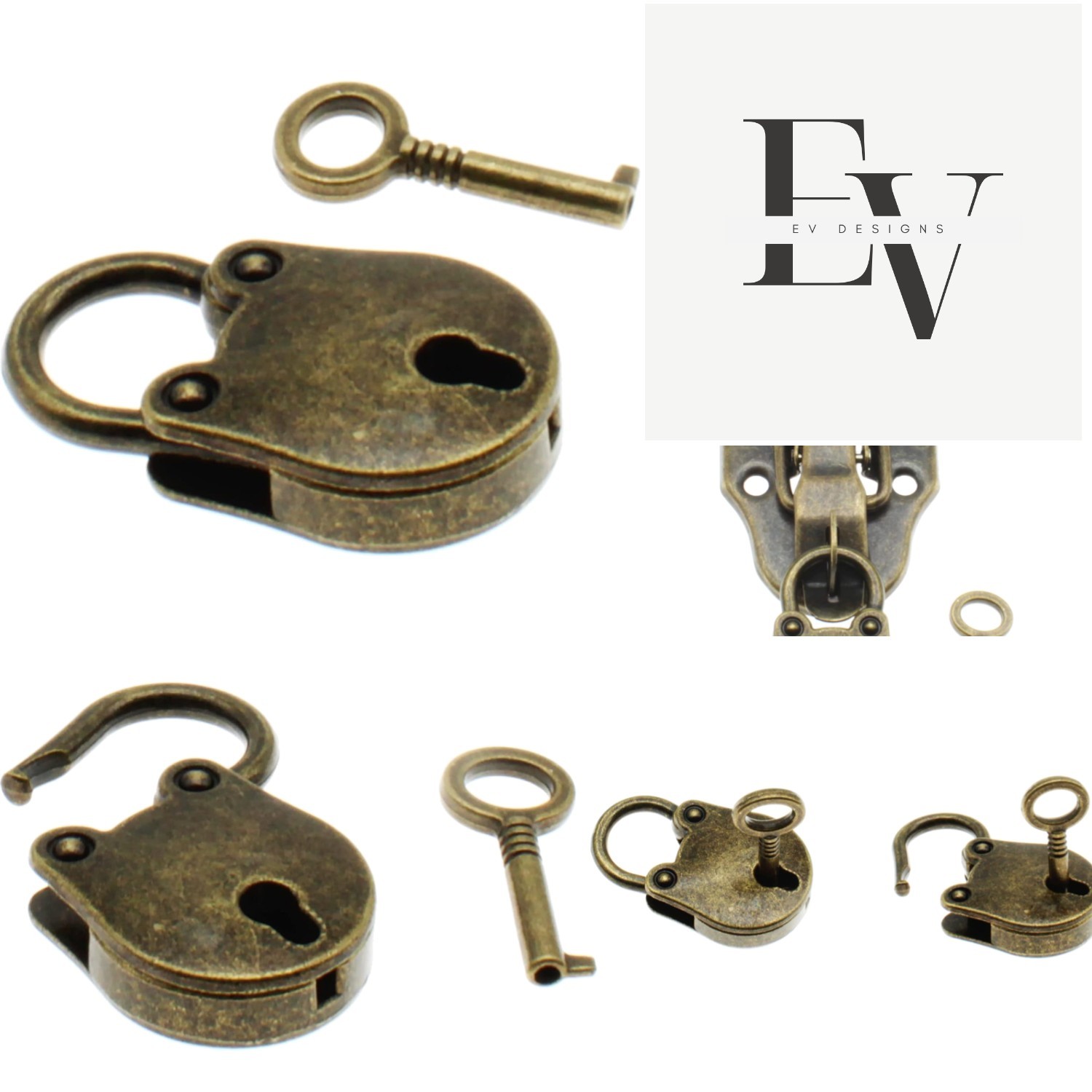 Charming Vintage Bear Head Padlock in Bronze – Ideal for Diaries and Handbags
