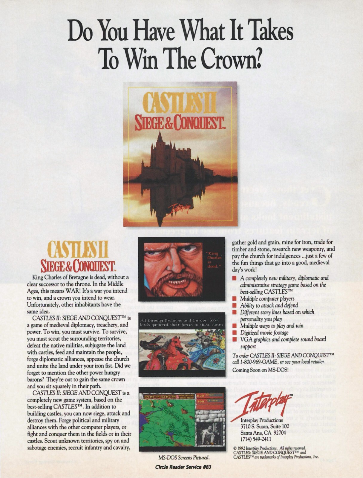 Castles II: Siege & Conquest Print Ad/Poster Art PC Big Box