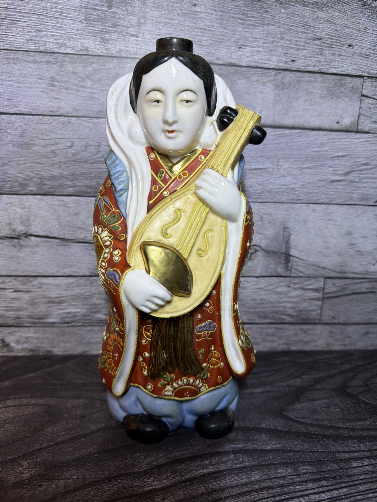 Vintage Hayasi Japan Porcelain Benzaiten Lucky Goddess Sake Decanter