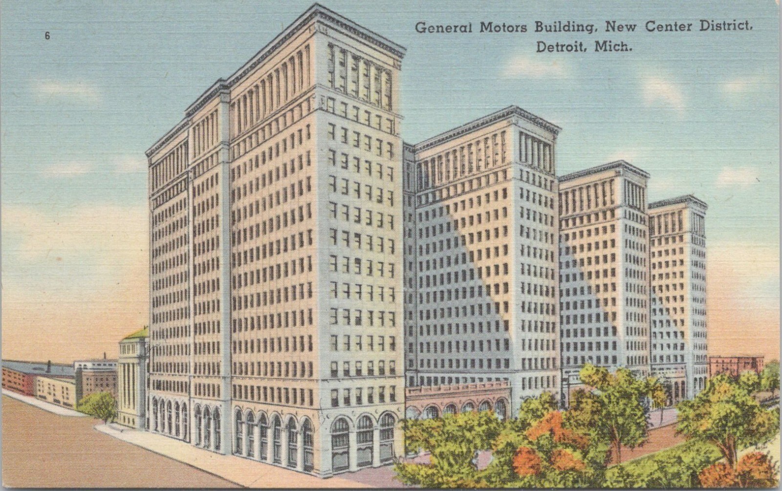 Linen PC * Detroit MI General Motors Building New Center District 1940s