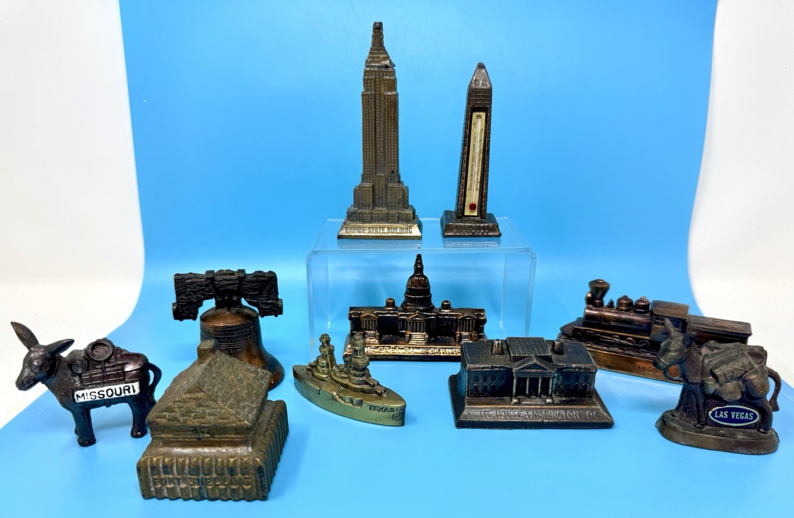 10 Vintage Miniature Metal Souvenier Buildings USA - NY & DC Plus++