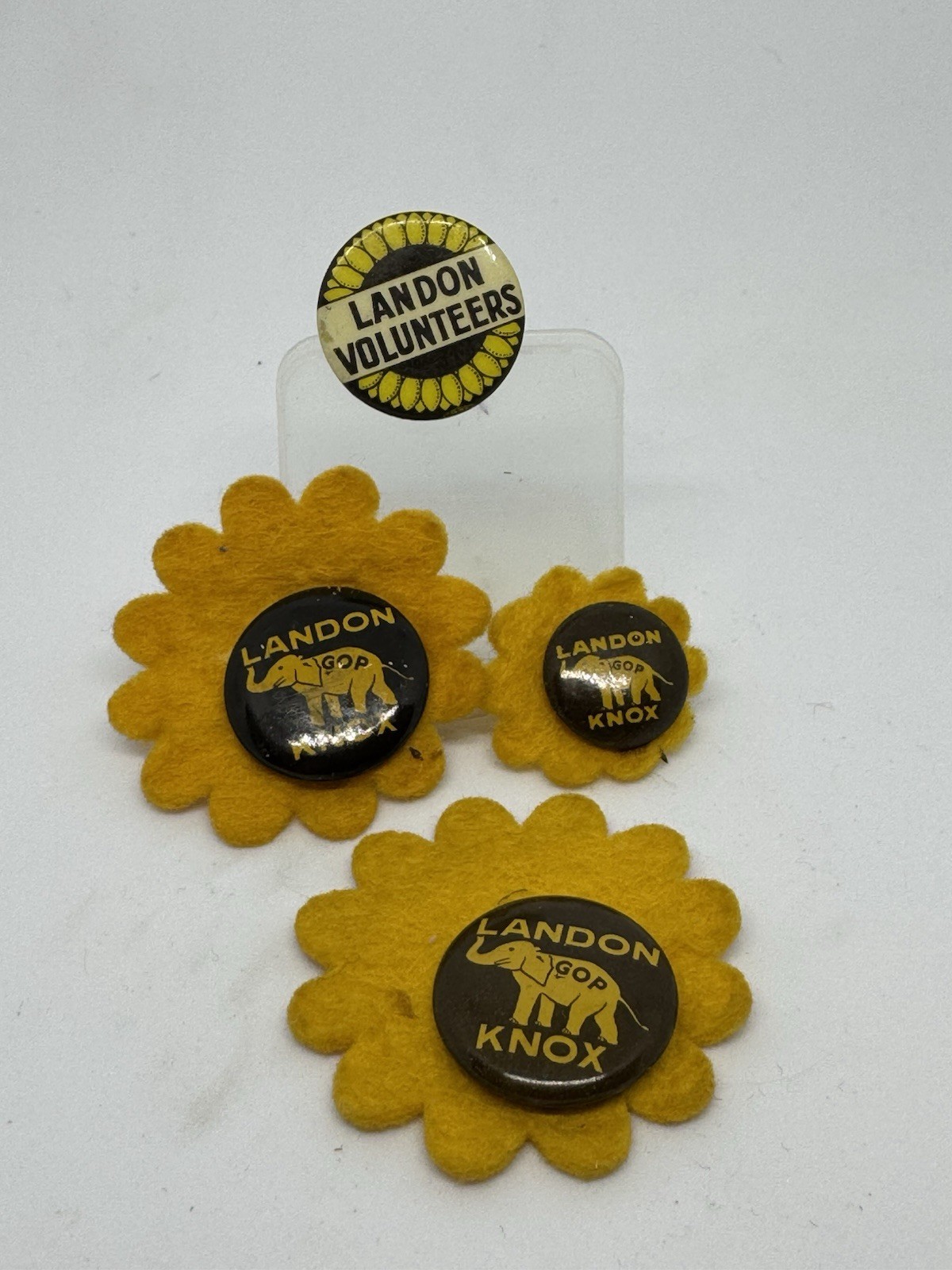 1936 Landon Knox GOP Campaign Pins Lot – Sunflower State Republican Buttons