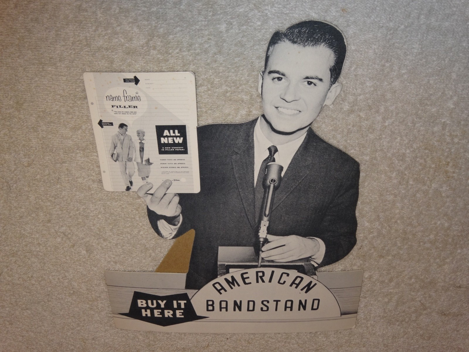 VINTAGE ANTIQUE DICK CLARK AMERICAN BANDSTAND BUY IT HERE STANDUP CARDBOARD SIGN