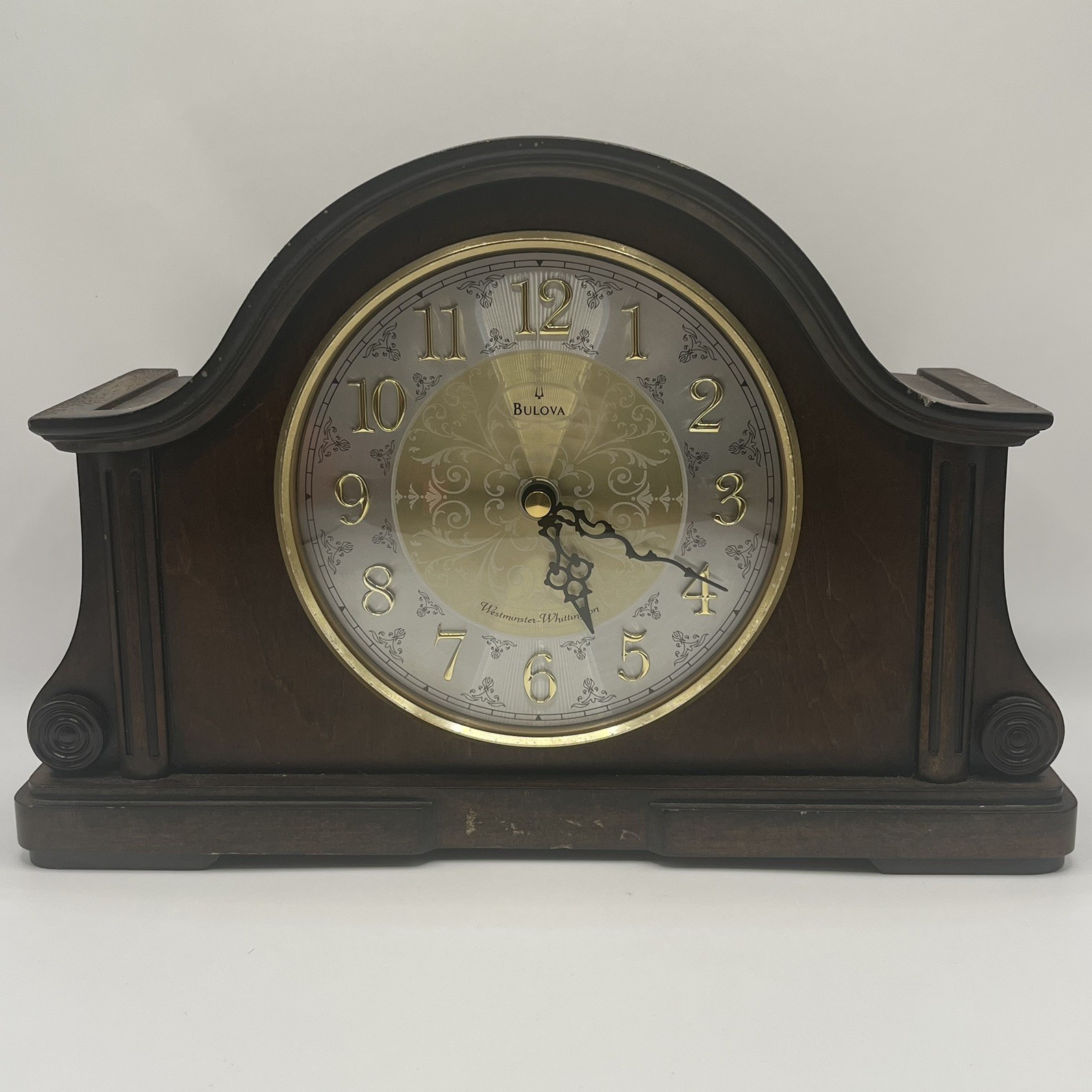 Bulova B1975 Chadbourne Old World Mantle Clock Gold Trim Home Decor Working