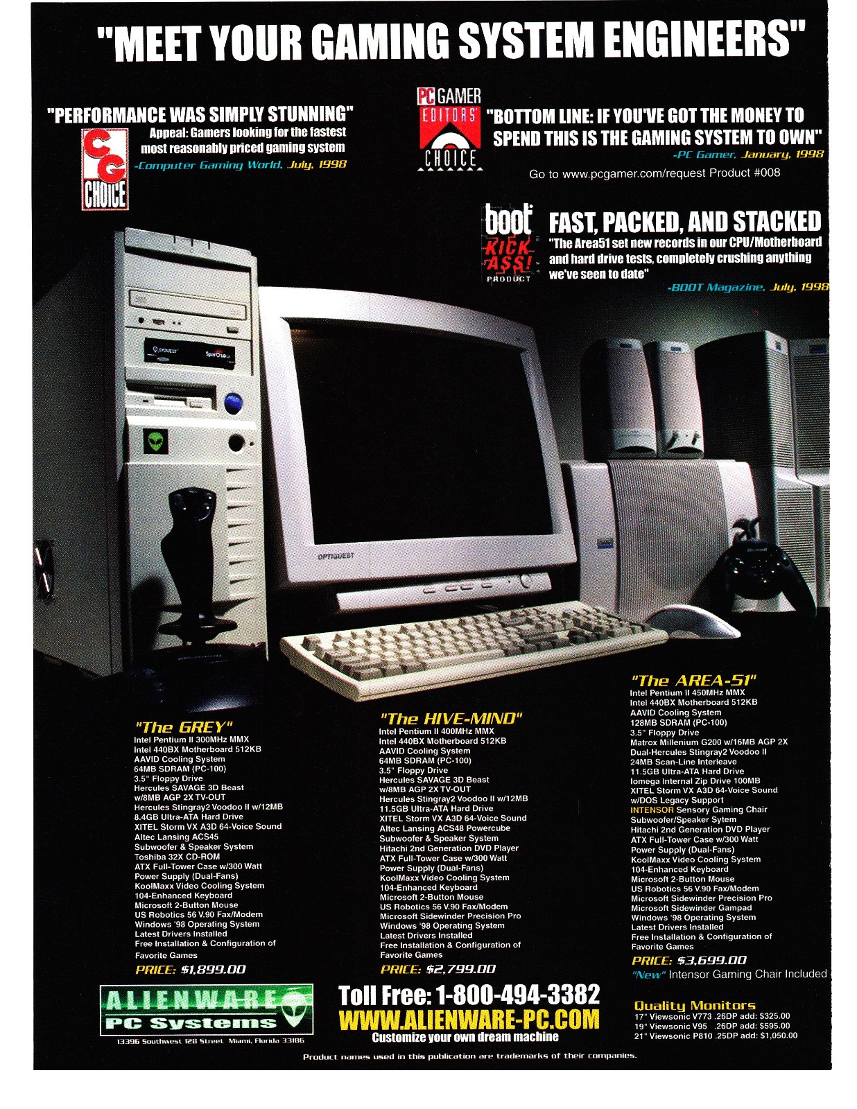 1998 Alienware PC Systems Vintage Print Ad Area-51 Hive-Mind The Grey PC Gamer