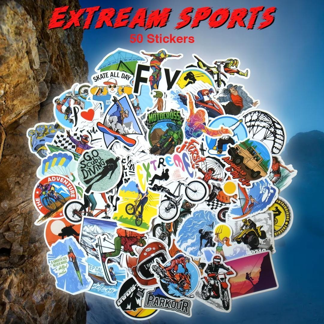 Extreme sports sticker set of 50 pieces PVC waterproof seal X sports skydiving r