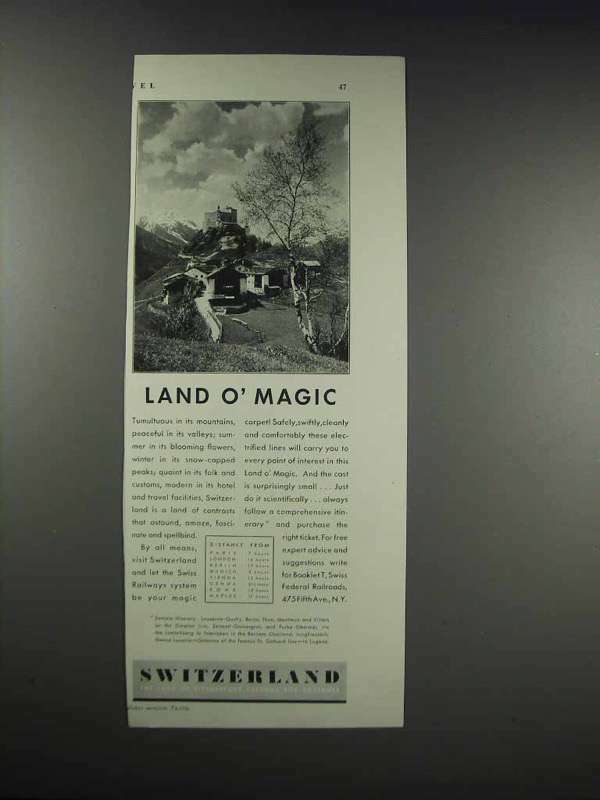 1932 Swiss Federal Railroads Ad - Land O' Magic