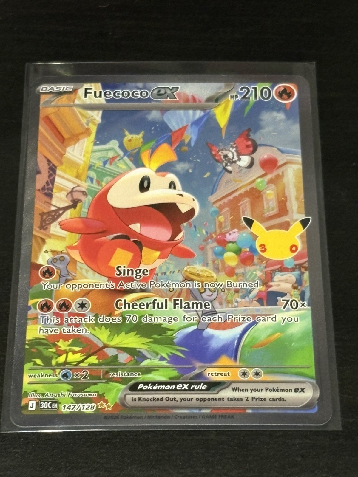 Pokémon TCG Fuecoco ex 147/128 Ultra Rare Full Art Holo SIR 30th anniversary