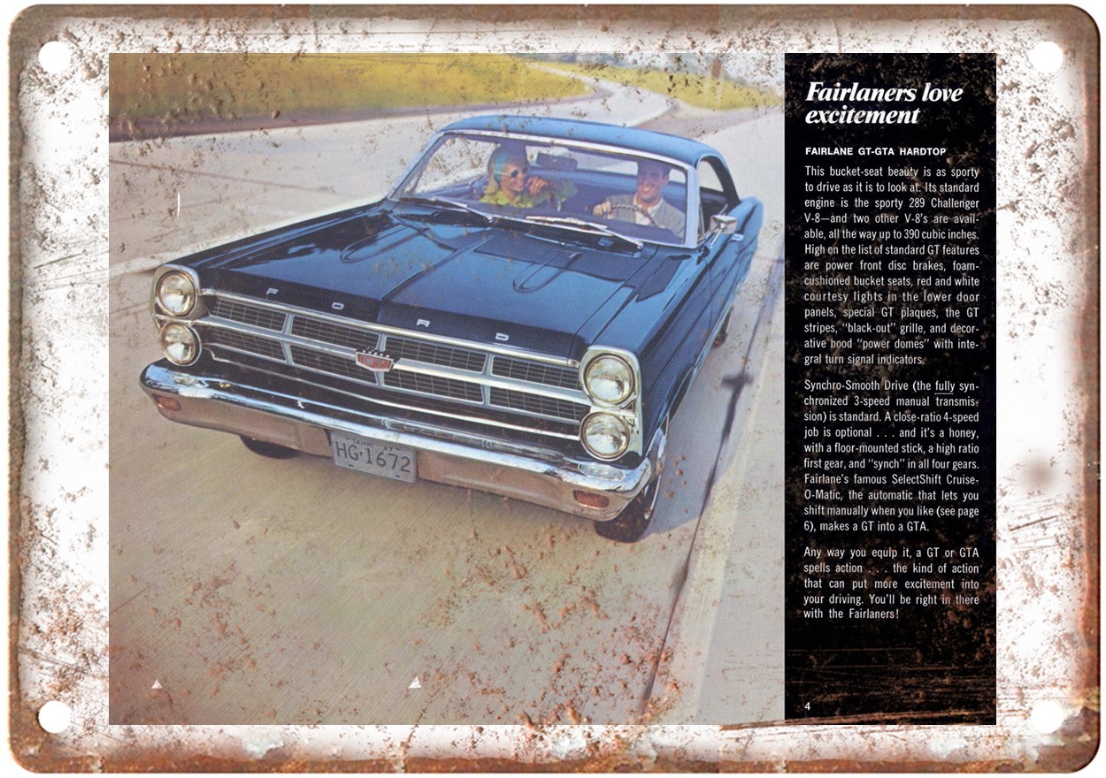 1967 Ford Fairlane Vintage Automobile Advertising Retro Look Metal Sign AN2589