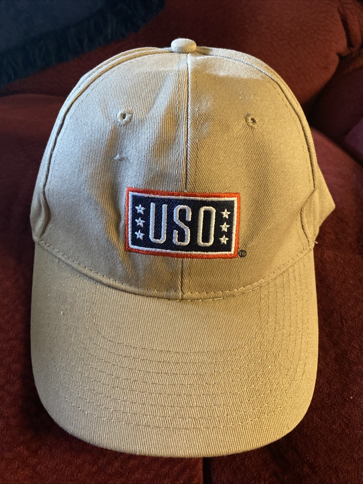 USO Baseball Cap Support Our Heroes Tan Hat Adjustable
