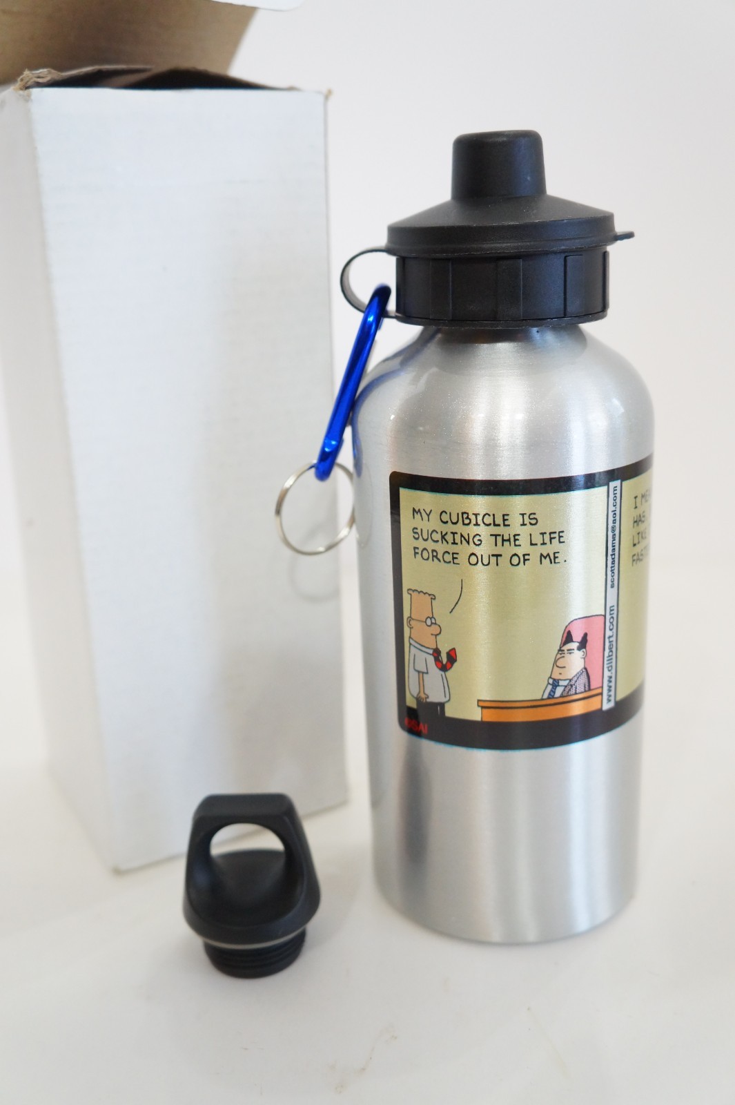Vintage Dilbert Stainless Steel Water Bottle with Carabiner Dilbert Comic Strip