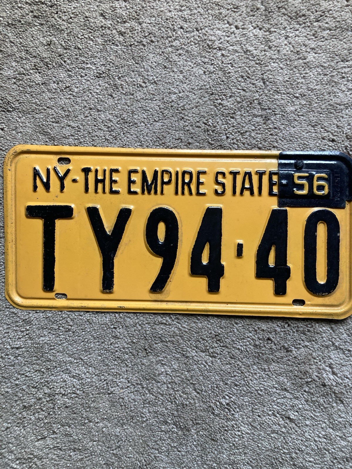 1956 New York  License Plate - TY 9440 - Nice
