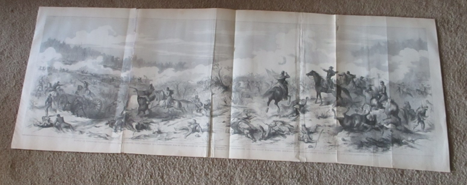 LARGE  1898 Panorama Civil War Print - Battle of Shiloh, Tennessee, April 1862