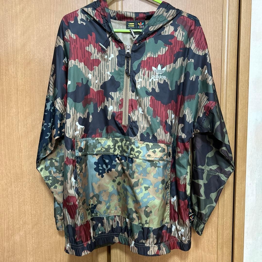 adidas Originals x Pharrell Williams Camo Half-Zip Nylon Jacket Back Logo