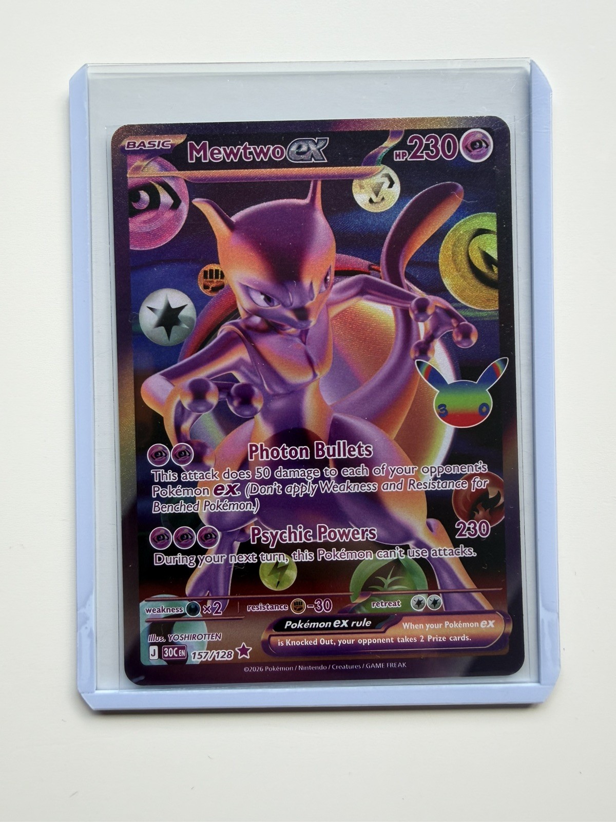 Pokemon Mewtwo ex 157/128 Futuristic Rare 30th Celebration MINT BRAND NEW