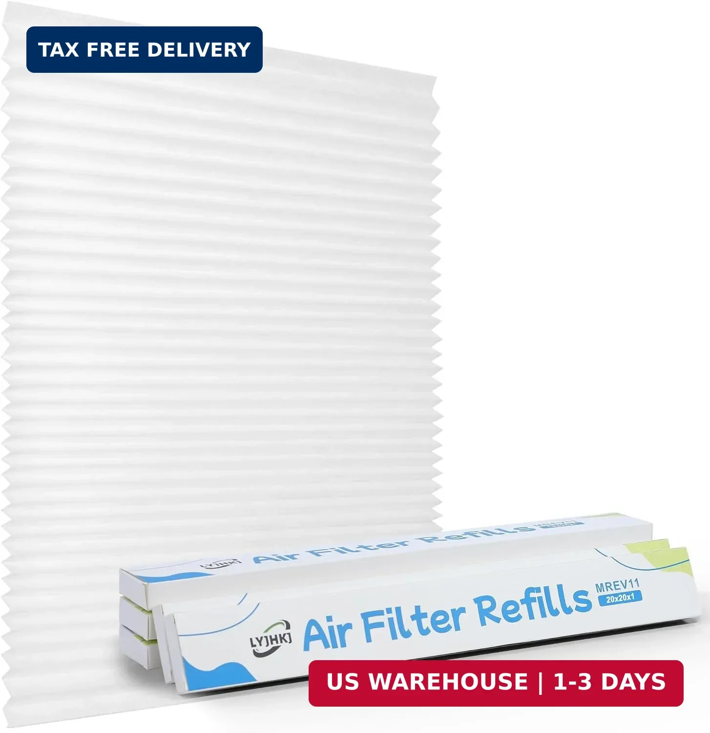 5 Pack 20x20x1 MERV 11 Air Filter Refills, Replaceable Filter Media only for 20x