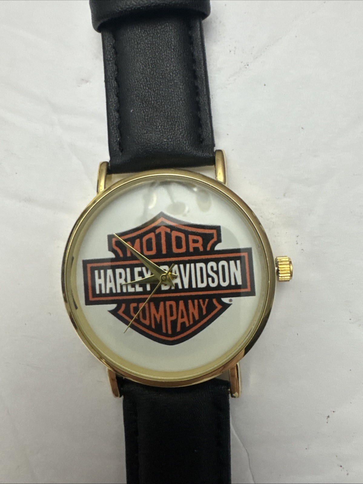 New Harley-Davidson Collectible Watch Black Leather Band Quartz Movement