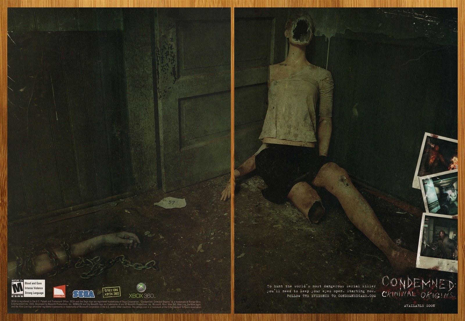 2005 Condemned Criminal Origins Xbox 360 Print Ad/Poster Official Game Promo Art