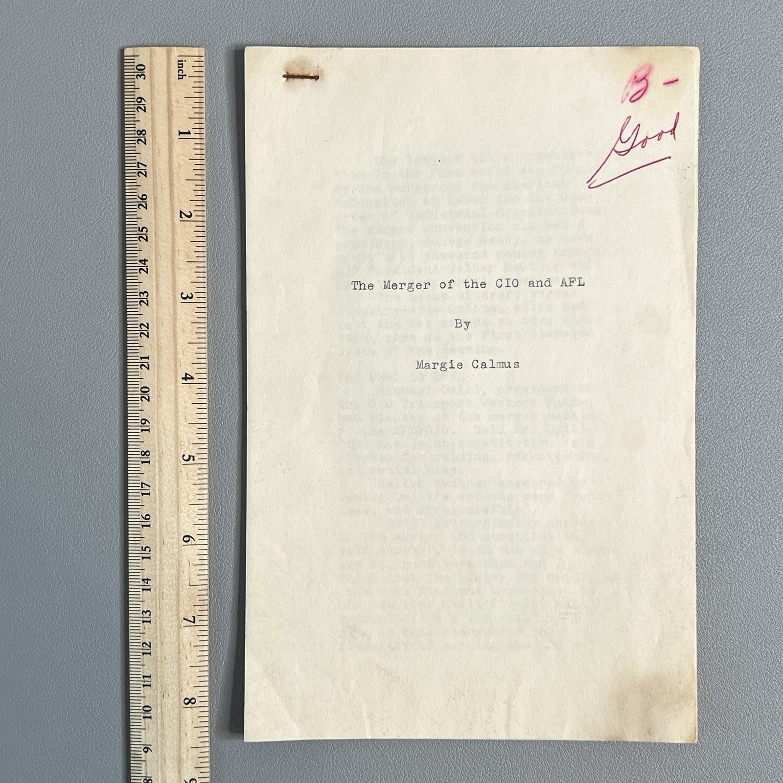 Vtg 1955 AFL CIO Labor Union Merger Student Term Research Paper Essay Ephemera