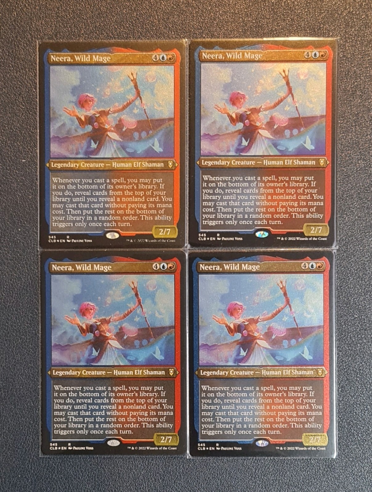 MTG 4 x Neera, Wild Mage - Etched Foil - CLB - Near Mint+ Condition