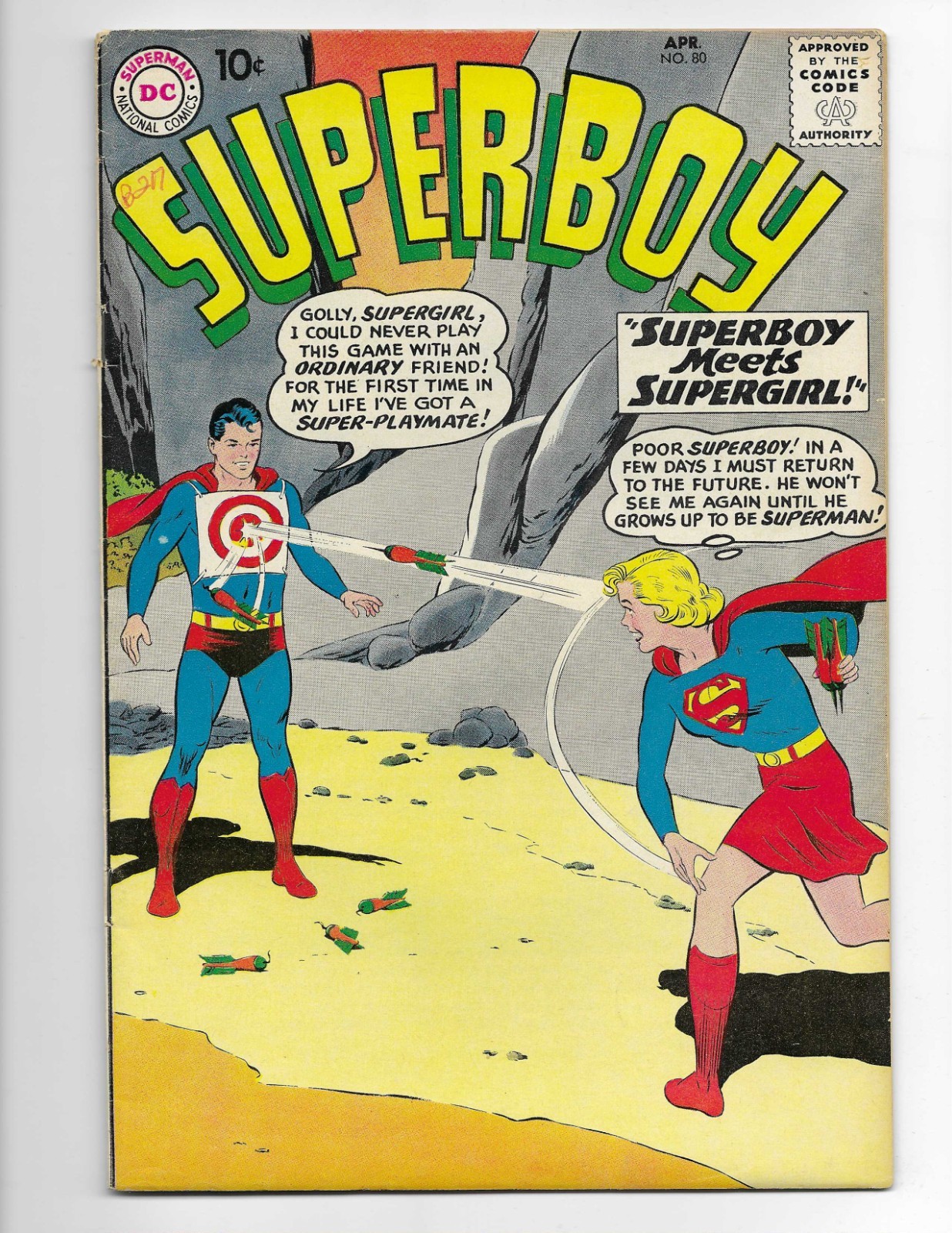 Superboy 80 1960 DC Comics VG/F 5.0 1st Meeting Supergirl & Superboy Krypto