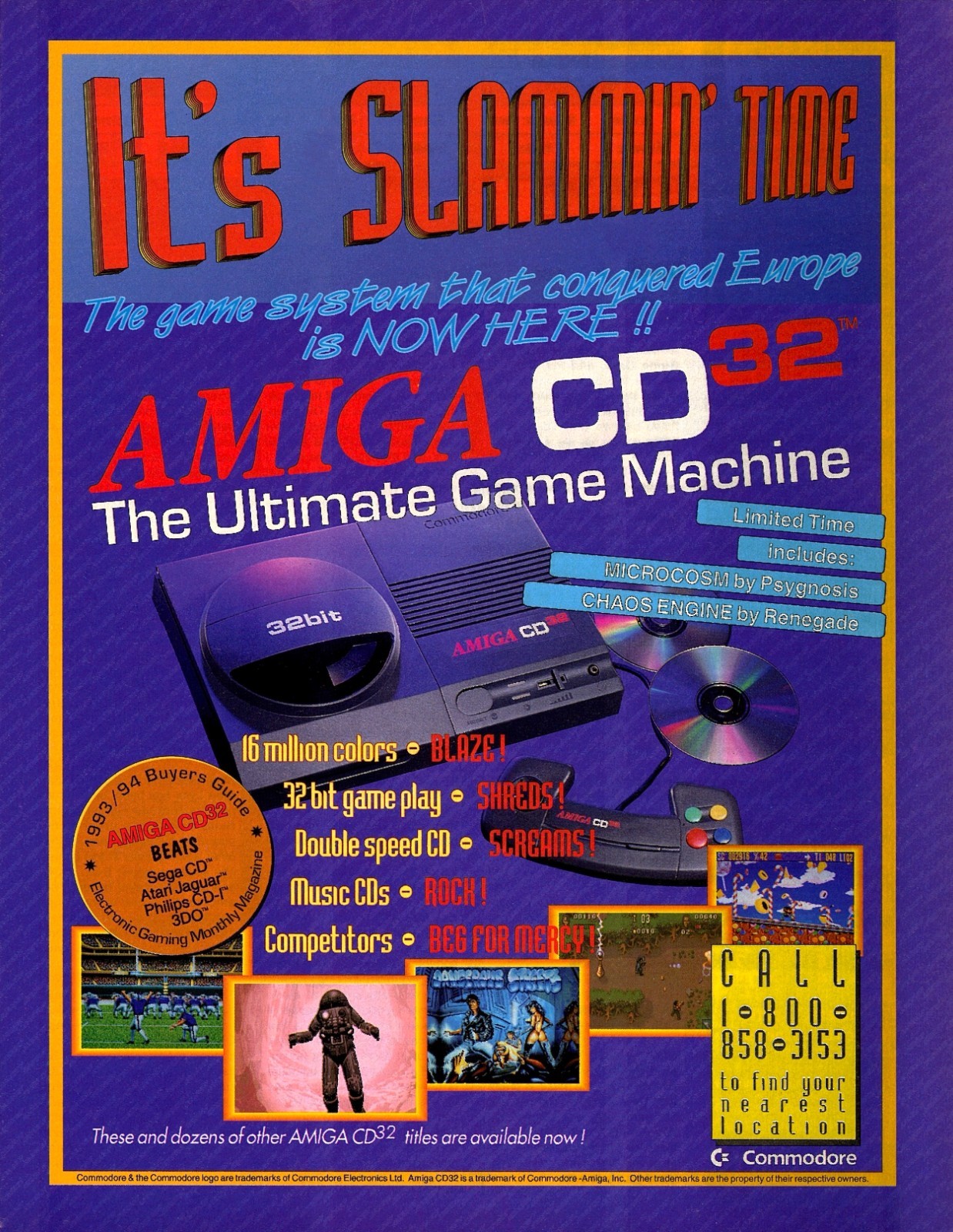 Commodore Amiga CD 32 System Console Promo Ad Wall Art Print Poster - Glossy