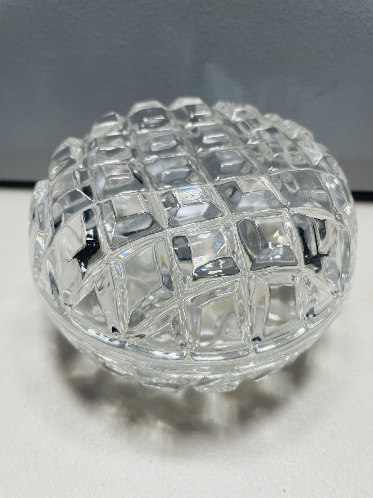 Crystal Round Trinket Box, Cut, 4'' D x 2.25''H