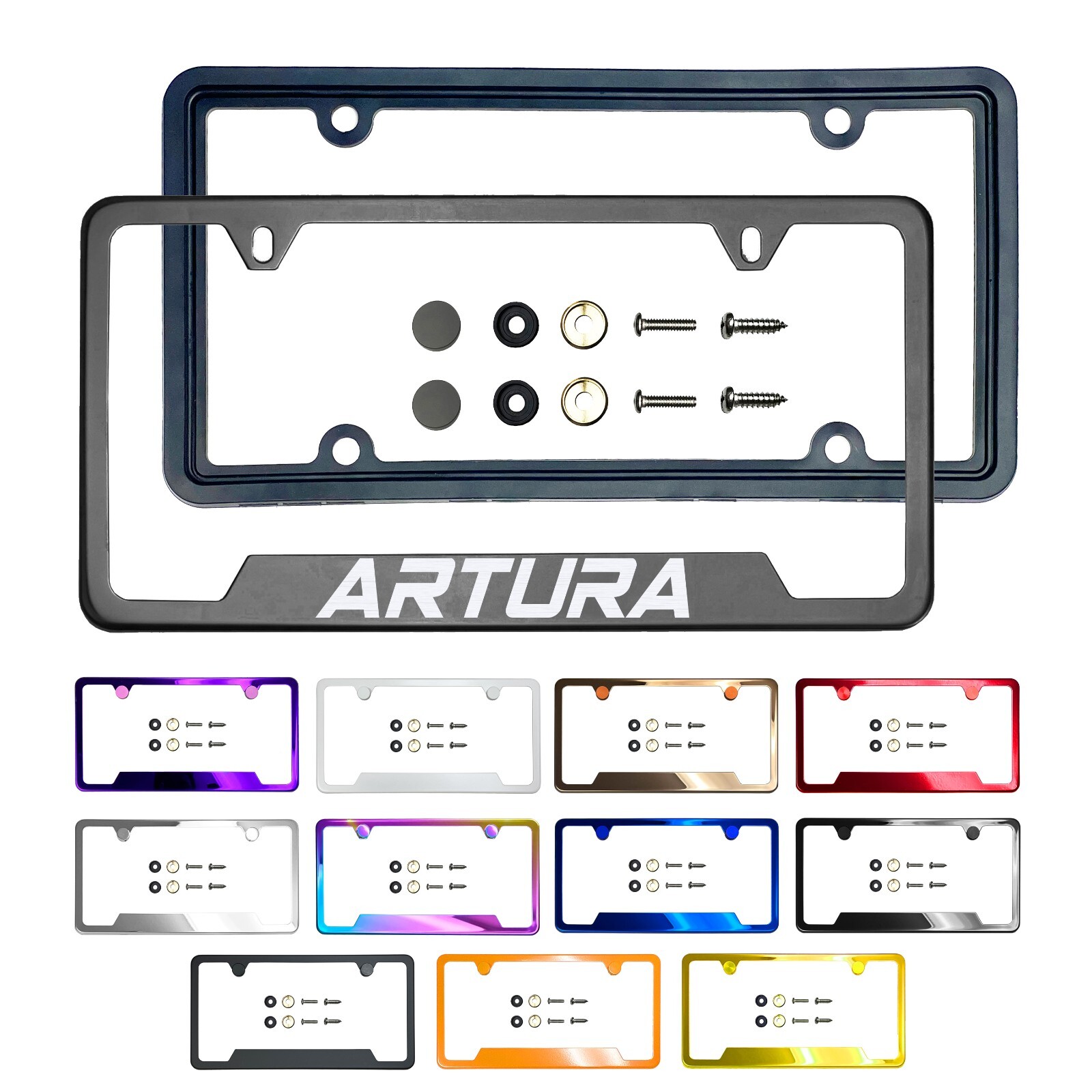 NewLaser Etched Customize Stainless Steel License frame SiliconeGuard For_Artura