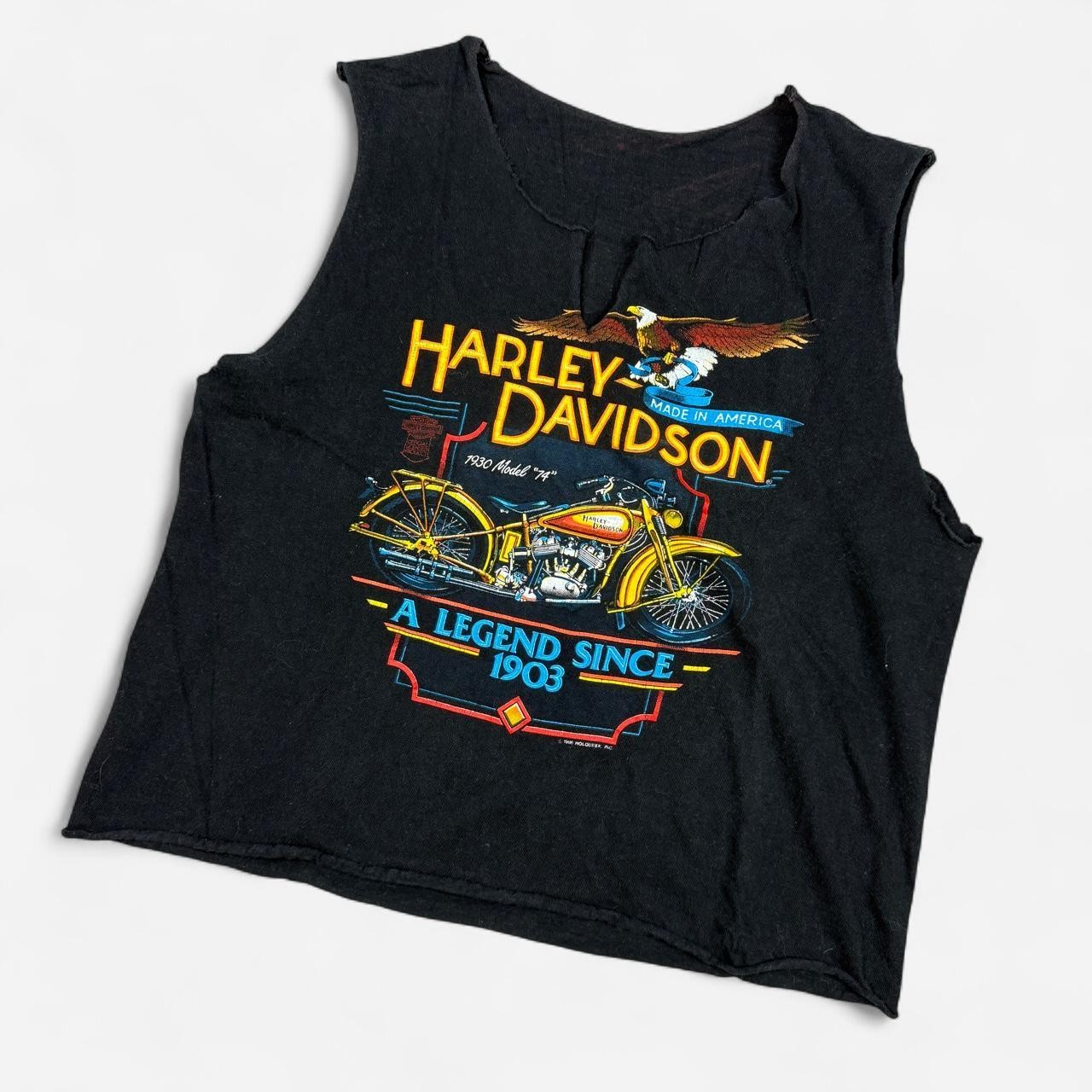 Vintage 80s Harley Davidson black cut off tee Docs St Louis Chopped Sleeveless