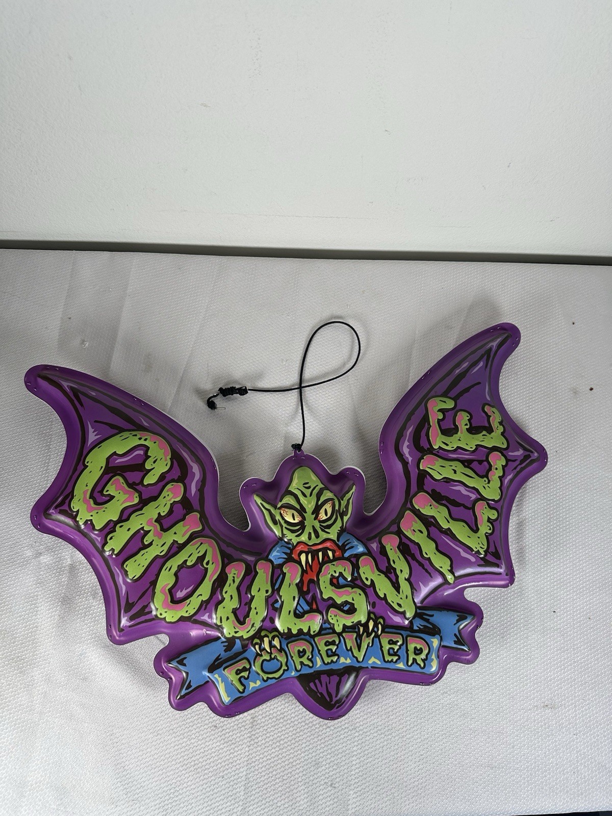 Ghoulsville Forever Halloween Decor Bat Creature Hanging Mobile Double Sided