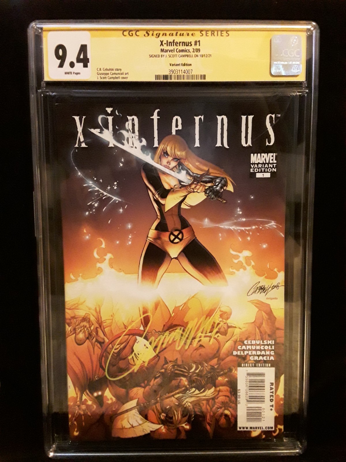 X-Infernus #1 1:50 J Scott Campbell Variant CGC 9.4 SS SIGNED NM  Magik X-Men