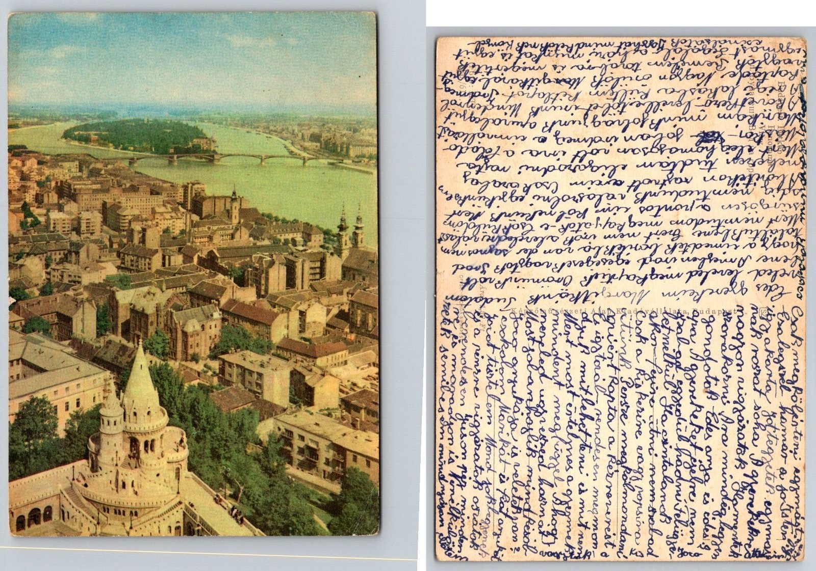 Continental Budapest Hungary Aerial View Buda Castle River Postcard