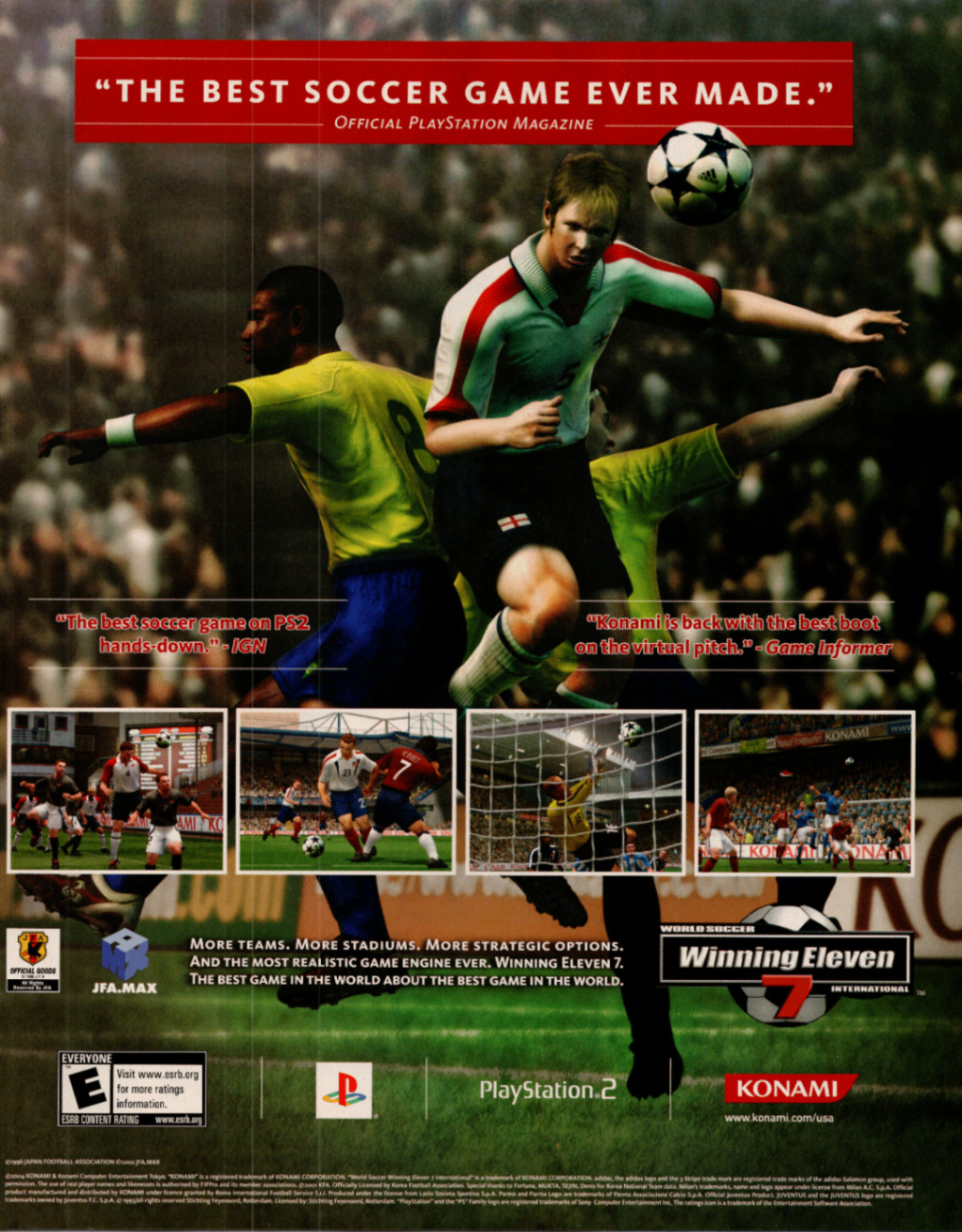 Konami Winning Eleven 7 PS2 Vintage 2004 Soccer Video Game Magazine Print Ad
