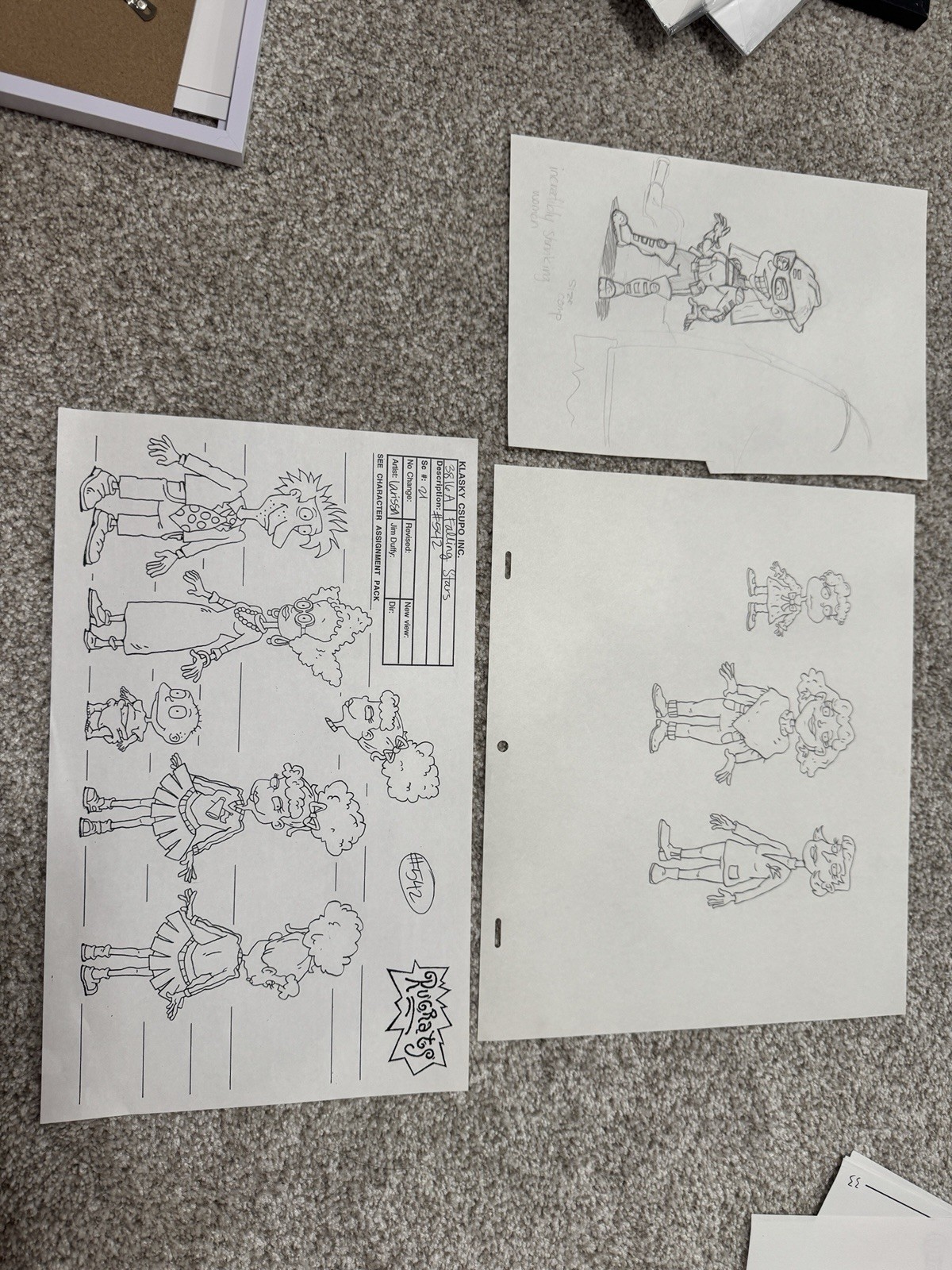 Original production art Nickelodeon Rugrats Animation Artist Signed lot of 3 1/1