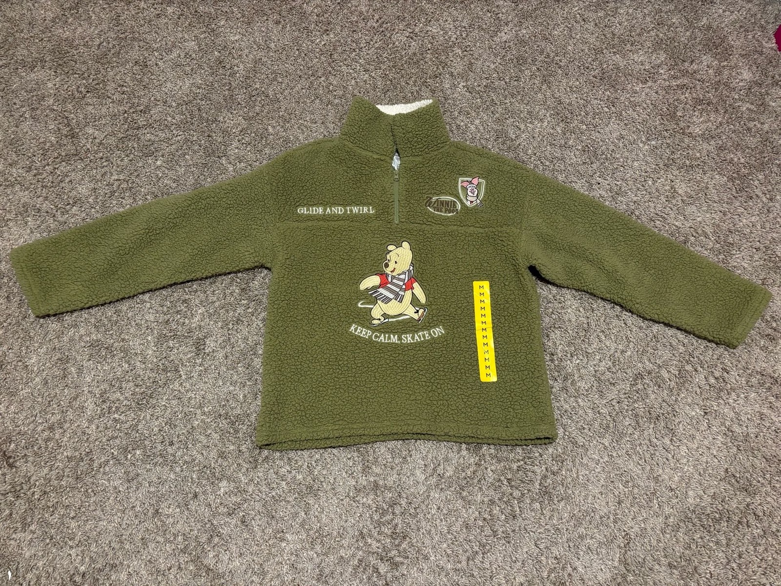 Disney Winnie the Pooh Keep Calm Skate On Sherpa Quarter-Zip Pullover
