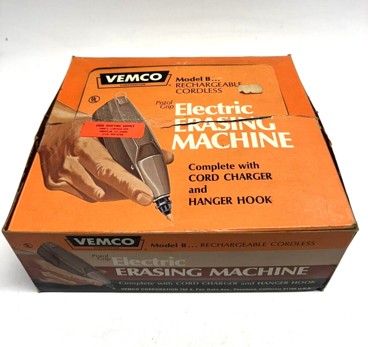 Vintage NOS VEMCO Model B Rechargeable Cordless Electric Erasing Machine
