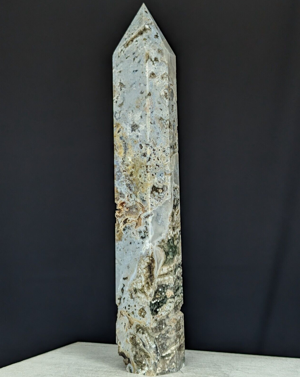 Ocean Jasper Tower Orb OJ Crystal Large Big Gemstone Point Mineral Druzy Reiki