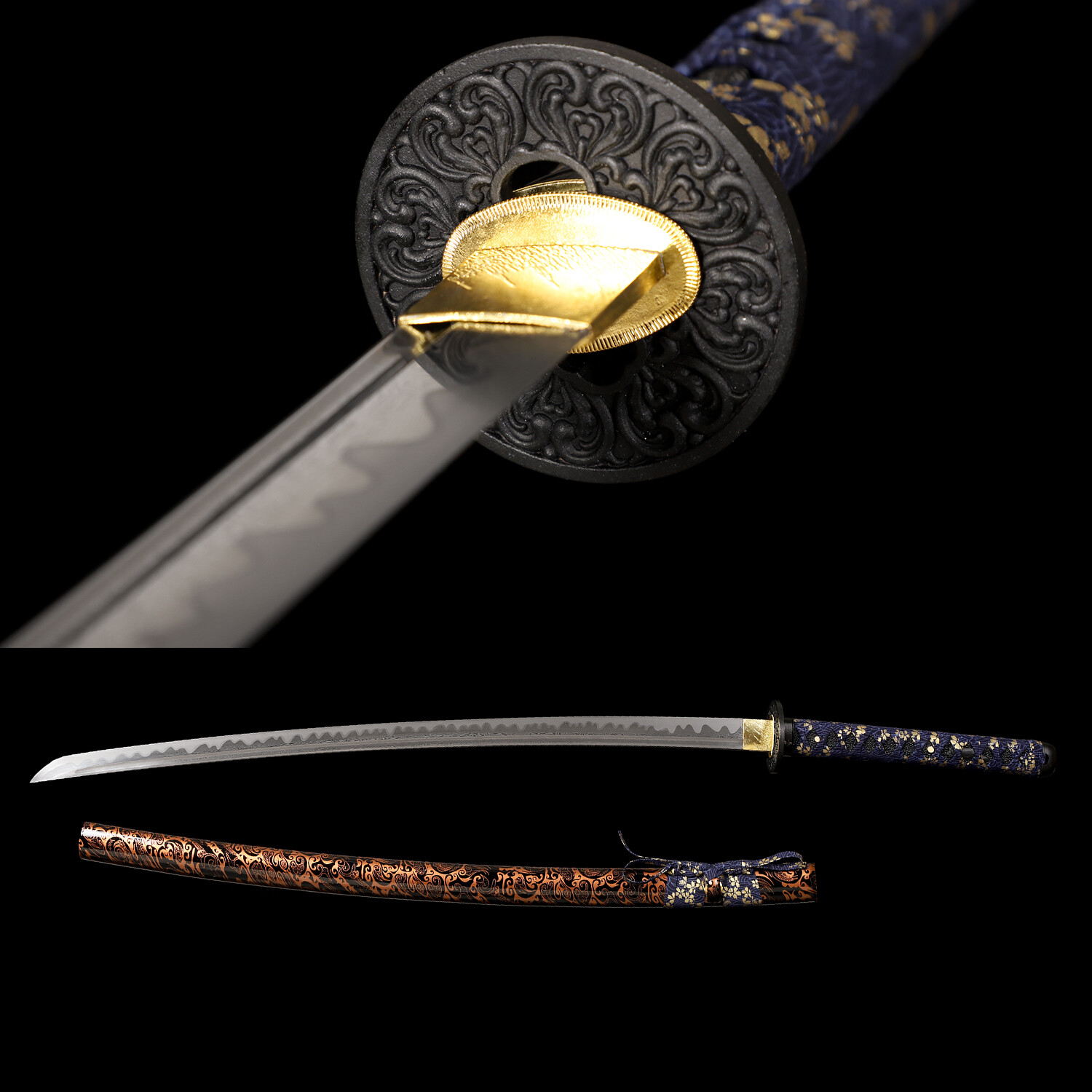 41'' Handmade Blade Sharp Katana Japanese Samurai Sword Damascus Folded Steel