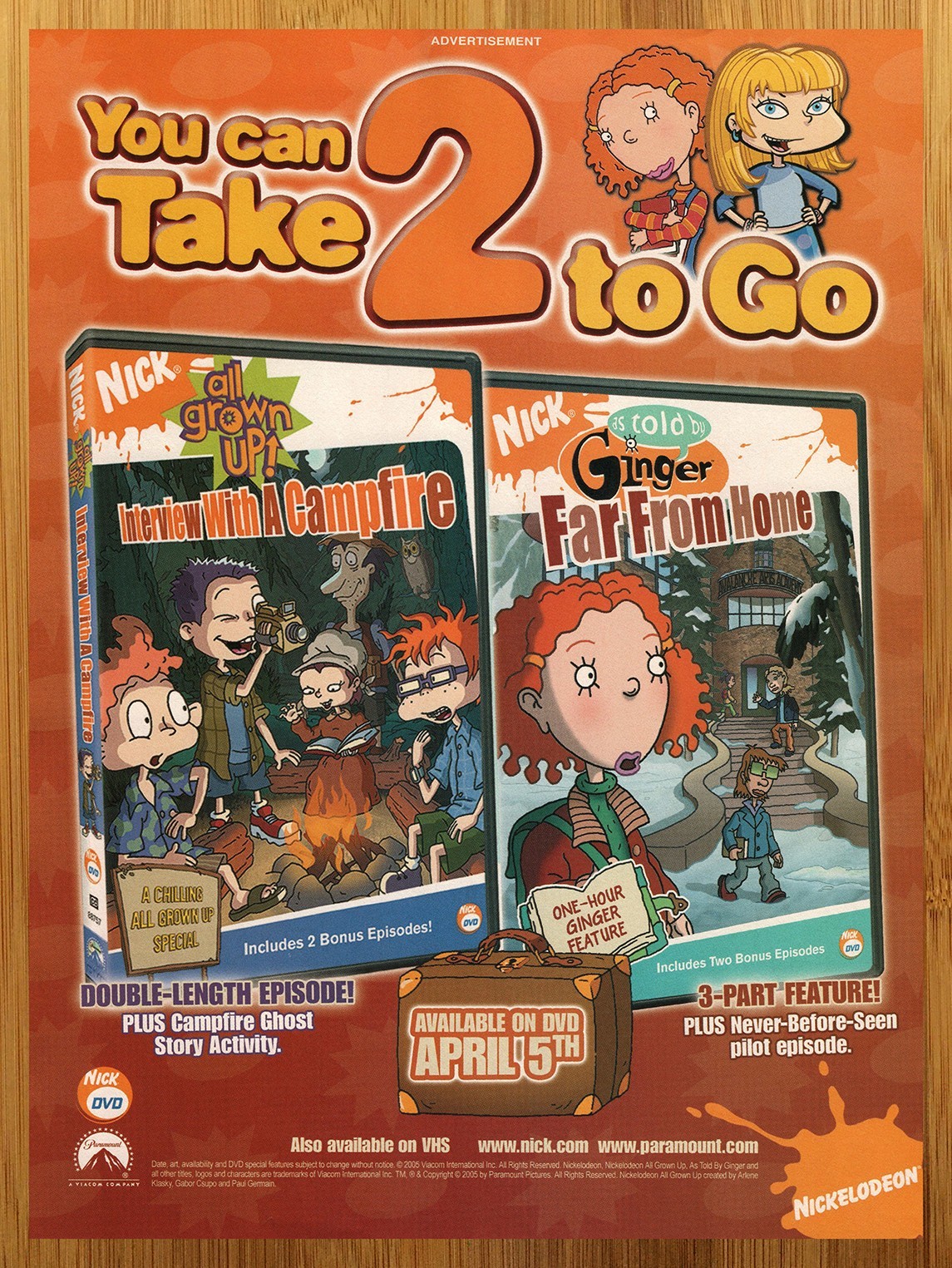 2004 Nickelodeon Rugrats All Grown Up/As Told by Ginger Print Ad/Poster DVD Art