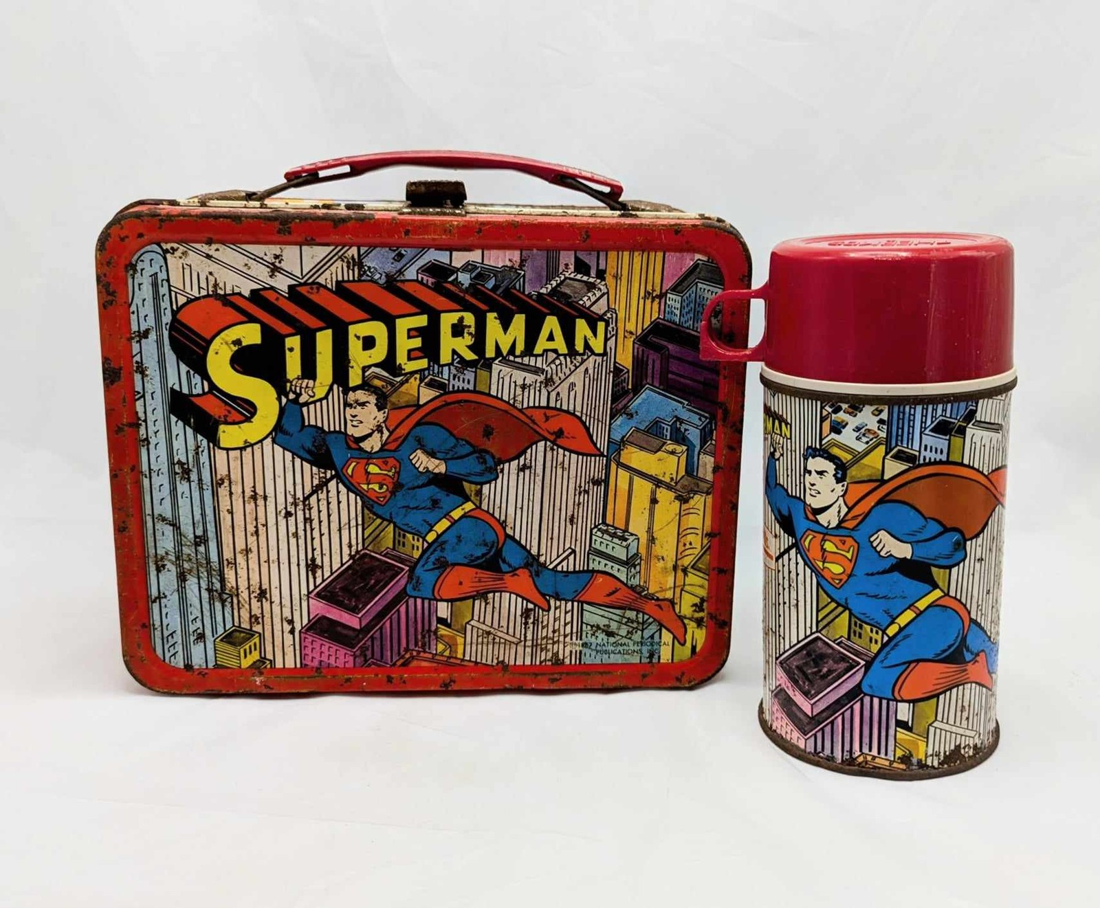1967 National Periodical Publications Superman Metal Lunchbox & Thermos