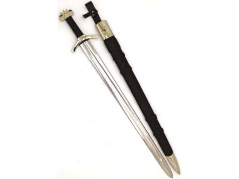 Medeival Warrior 13th Century Full Tang Carbon Steel Sword w/Leather Scabbard