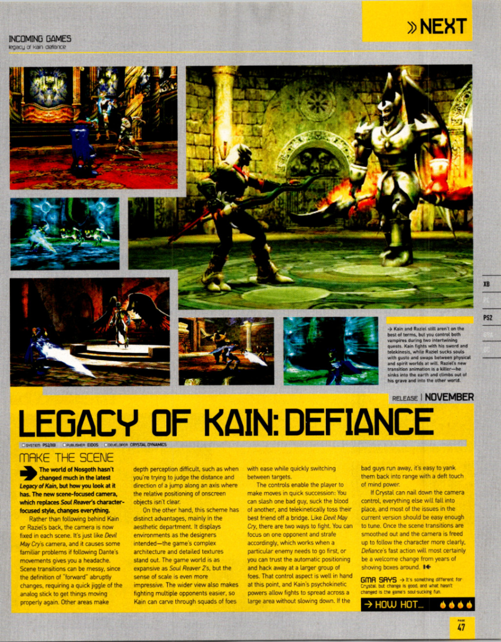 Legacy of Kain Defiance 2003 Game Preview Vintage Magazine Ad PS2 Xbox Full Page