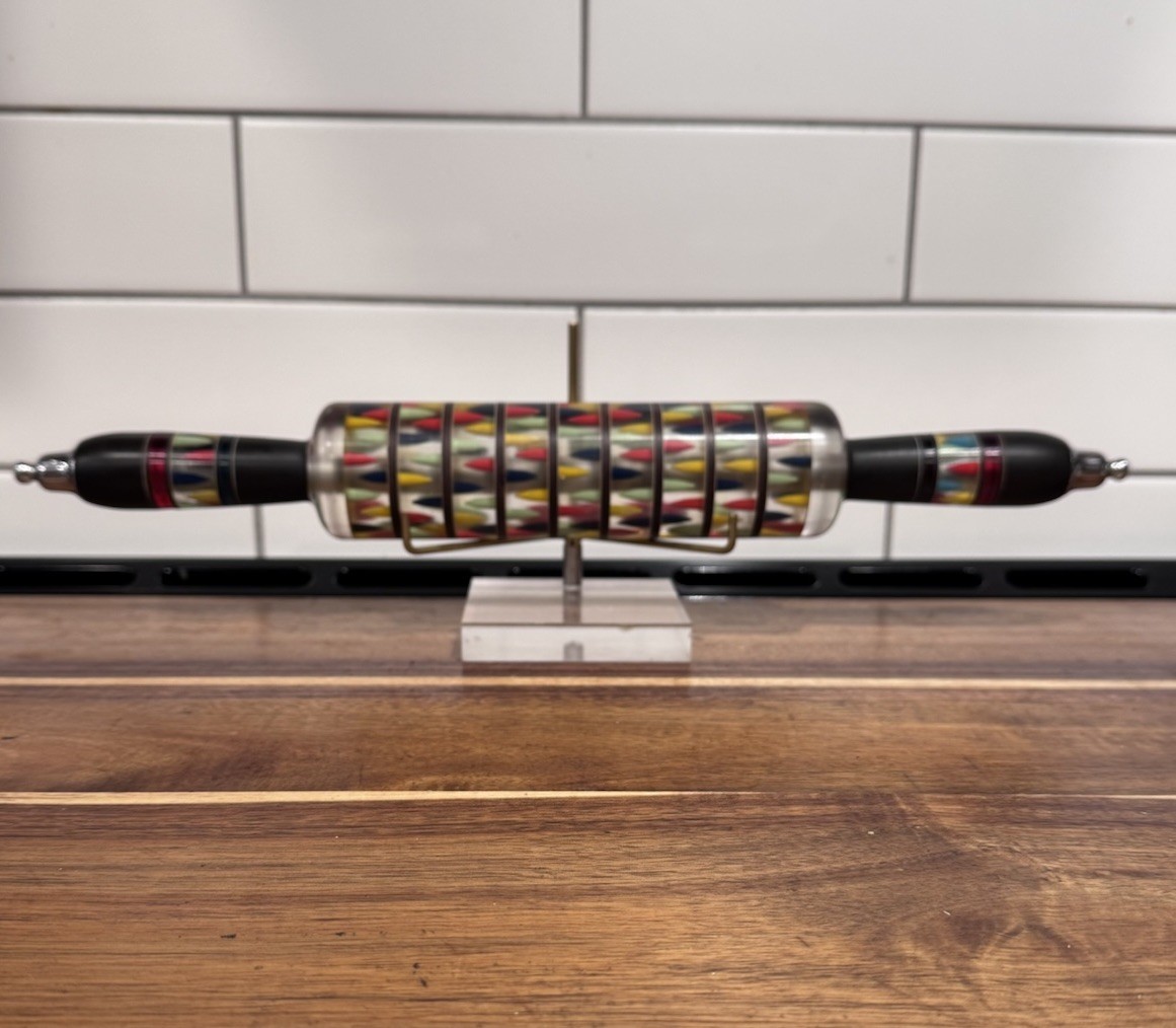 Rare Vintage 1970s Ukrainian Lucite Rolling Pin Retro Geometric Soviet-era