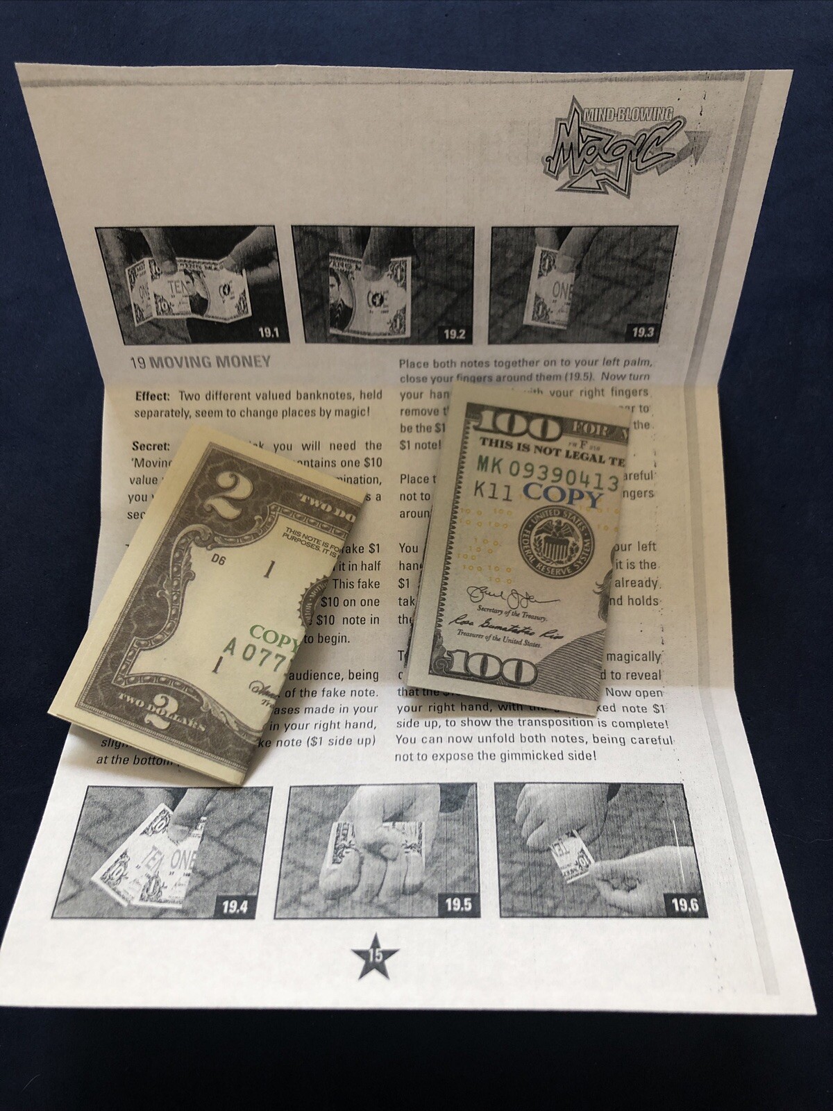Vintage Marvin’s Magic Trick Moving Money Magic Trick W/ Instructions. Rare