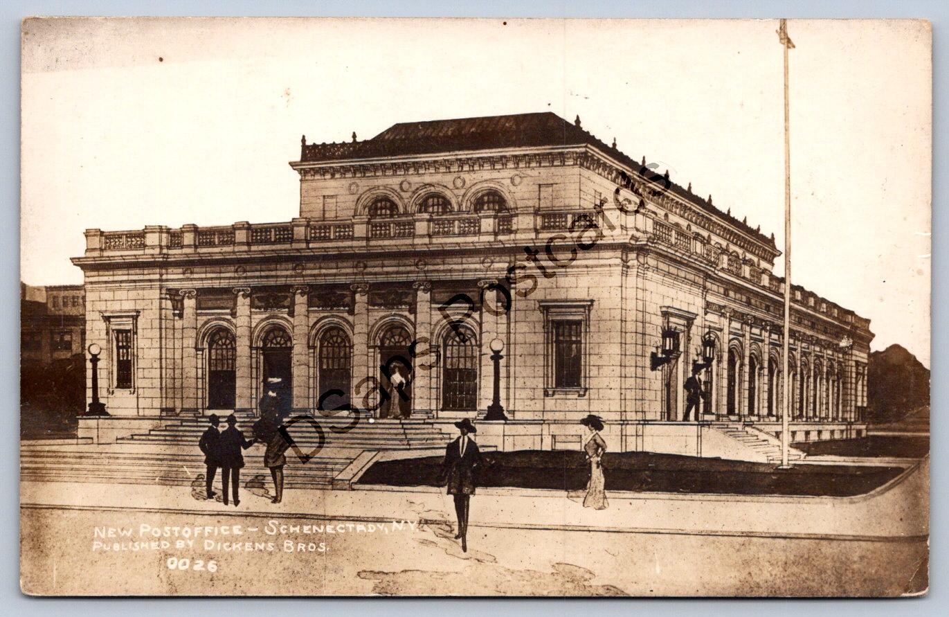 K55/ Schenectady New York RPPC Postcard c1910 New Post Office Sketch 520